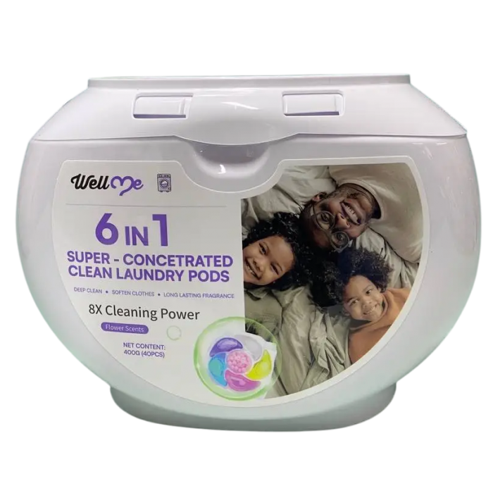 Парфумовані капсули з гранулами WellMe 6в1 Super-concentrated для прання універсальні, 40шт (021069) - 