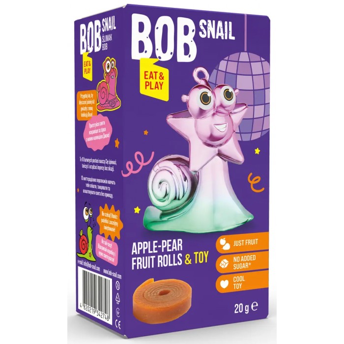 Натуральні цукерки Bob Snail в асортименті з іграшкою, 20 г (342748) - 