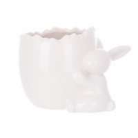 Порцелянове кашпо-ваза з кроликом BonaDi 10*7,5*11см, біла (727-573)