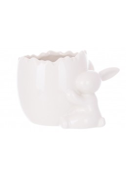 Порцелянове кашпо-ваза з кроликом BonaDi 10*7,5*11см, біла (727-573)
