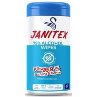 Салфетки влажные Janitex дезинфицирующие 75% спирта, 80 шт 
