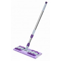 Швабра под влажную салфетку + 2 запаски из микрофибры (фиолетовая)