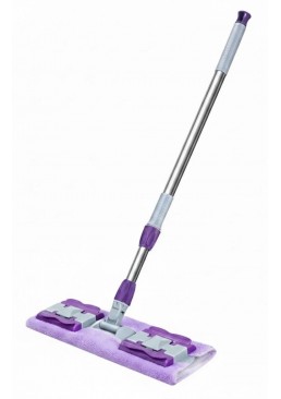 Швабра под влажную салфетку + 2 запаски из микрофибры (фиолетовая)