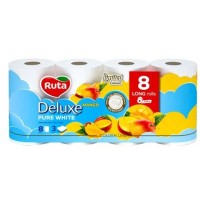 Туалетная бумага Ruta Deluxe Pure White Mango белая, 3-слойная, 8 рулонов