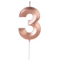 Свеча цифра "3" для торта, 4.5 см (розовый)