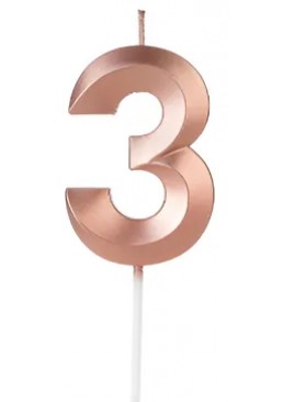 Свеча цифра "3" для торта, 4.5 см (розовый)