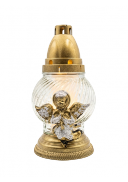 Лампадка стеклянная "Ангел" золото, 20 см