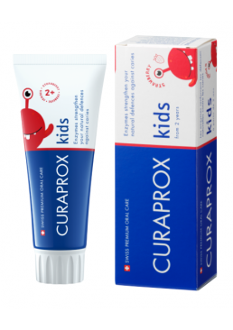 Детская зубная паста с фтором Curaprox kids 2+ со вкусом клубники, 60 мл