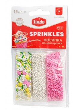 Кондитерская посыпка Slado, микс-бело-розовый, 15 г