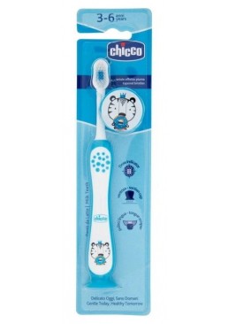 Детская зубная щетка Chicco на присоске, 3–6 лет (голубая)