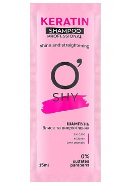 Шампунь для волосся O'shy Professional Keratin "Блиск та випрямлення", 15 мл (саше)