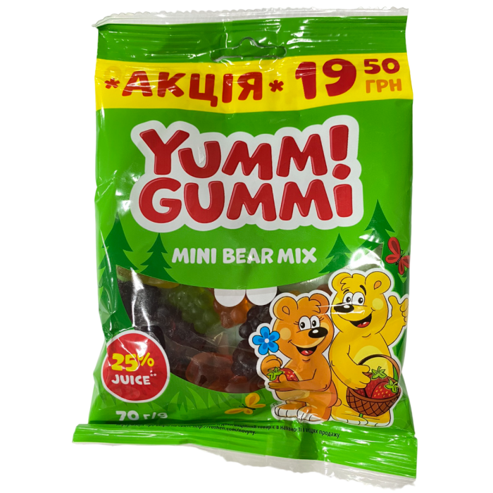 Цукерки желейні Roshen Yummi Gummi Mini Bear Mix, 70 г (39887) - 
