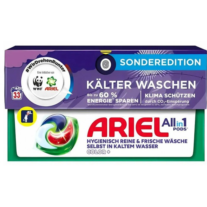 Капсули для прання кольорової білизни Ariel Color Pods 4 в 1, 33 шт (277617) - 