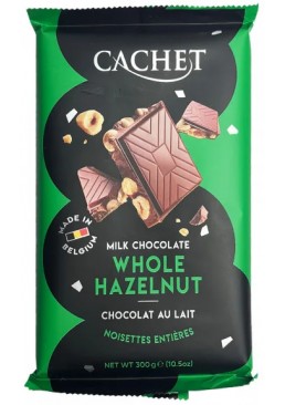 Шоколад молочний з мигдалем Cachet Hazelnut з лісовим горіхом, 300 г