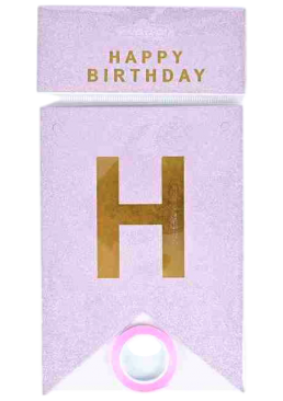 Растяжка праздничная флажки с блестками «Happy Birthday» (пудровая)