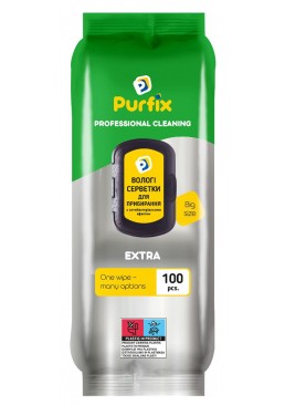 Универсальные влажные салфетки для уборки Purfix Extra Антибактериальные, 100 шт 