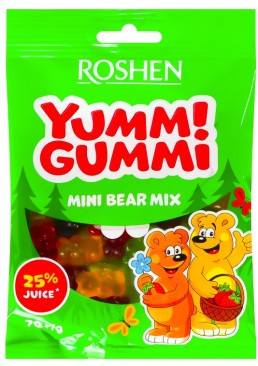 Цукерки желейні Roshen Yummi Gummi Mini Bear Mix, 70 г