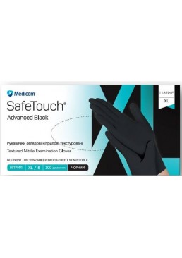 Перчатки нитриловые Medicom SafeTouch неопудренные, черные, размер XL, 100 шт