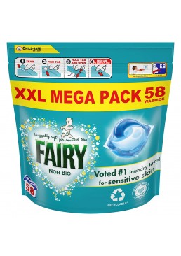 Капсулы для стирки детского белья Fairy Non-Bio для всех типов тканей, 58 шт
