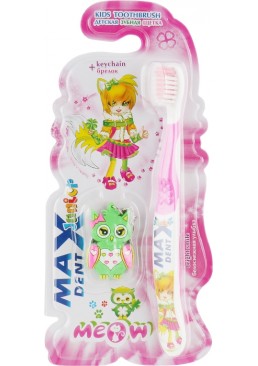 Дитяча зубна щітка MaxDent з брелком для дівчинки, 3+років
