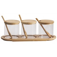 Набір банок на підставці Viva Bamboo з ложками, 350 мл (3 шт)