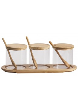 Набор банок на подставке Viva Bamboo с ложками, 350 мл (3 шт)