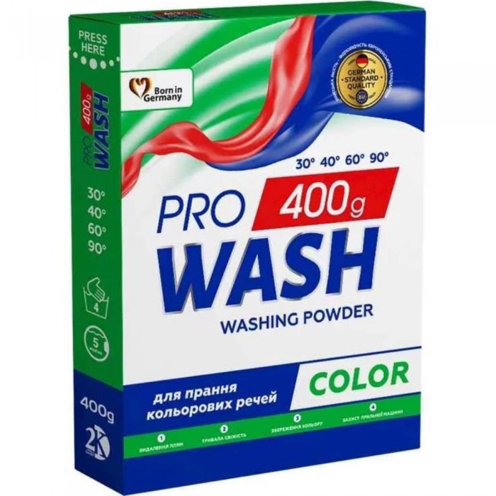 Стиральный порошок PRO WASH Color, 400 г (5 стирок) - 