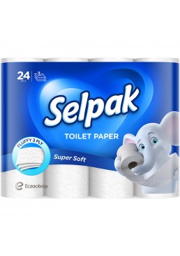 Туалетний папір Selpak тришарова Біла, 24 рулона