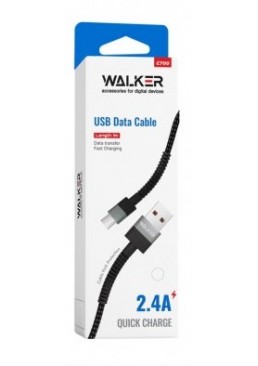 Кабель USB WALKER C700 Type-C black, 1 м