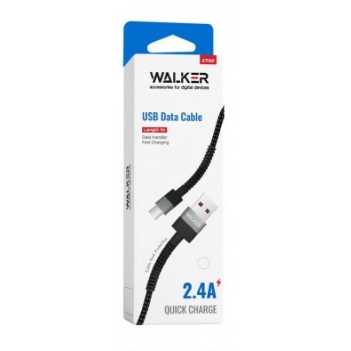 Кабель USB WALKER C700 Type-C black, 1 м - 