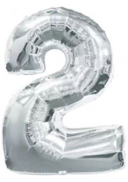 Фольгированная шарик цифра "2", 75 см (серебряная)