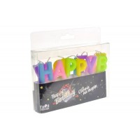 Свічки для торту 'Happy Birthday' різнокольорові