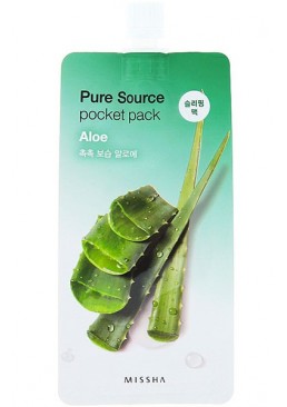Увлажняющая ночная маска для лица Missha Pure Source Pocket Pack Aloe с экстрактом алоэ вера, 10 мл