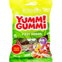 Цукерки желейні Roshen Yummi Gummi Fizzy Worms, 70г