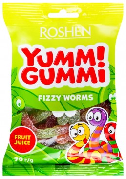 Конфеты желейные Roshen Yummi Gummi Fizzy Worms, 70г