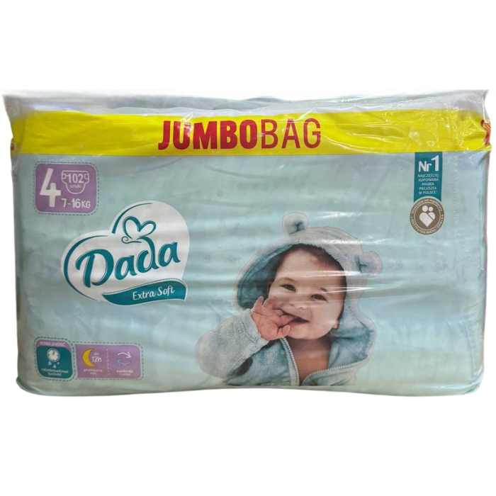 Підгузки дитячі DADA Jumbo Bag 4 (7-16 кг), 102 шт (820953) - 