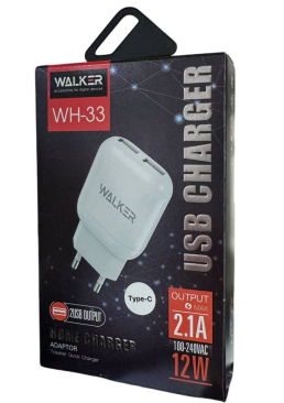 Мережевий зарядний пристрій  2в1 WALKER WH-33 2USB/2.1A + Type-C white
