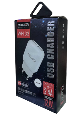 Мережевий зарядний пристрій (адаптер) 2в1 WALKER WH-33 2USB/2.4A + Micro white