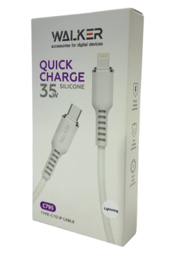 Кабель USB WALKER C795 Type-C to Lightning white, 1 м