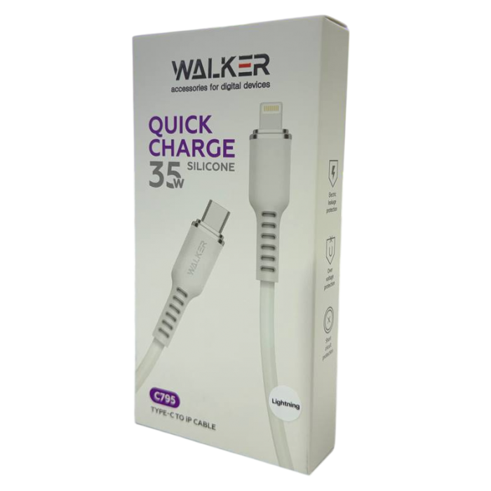Кабель USB WALKER C795 Type-C to Lightning white, 1 м - 
