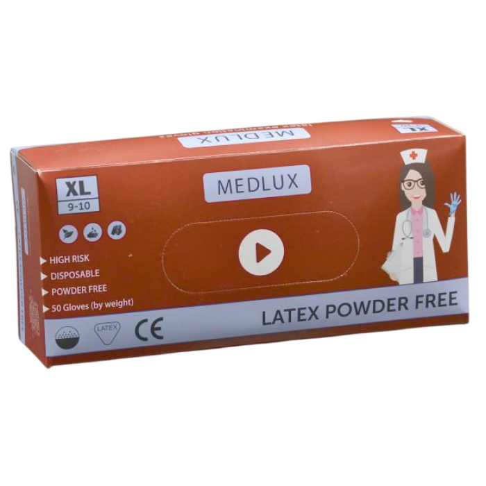 Перчатки латексные Medlux синие XL 50 шт, 25 пар - 