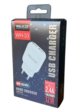 Мережевий зарядний пристрій (адаптер) 2в1 WALKER WH-33 2USB/2.4A 