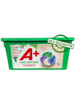 Гель-капсули для прання А+ Pro Nature 4в1 для всіх типів тканин, 22 шт 