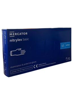 Перчатки нитриловые Nitrylex Basic (размер М) синие, 100 шт