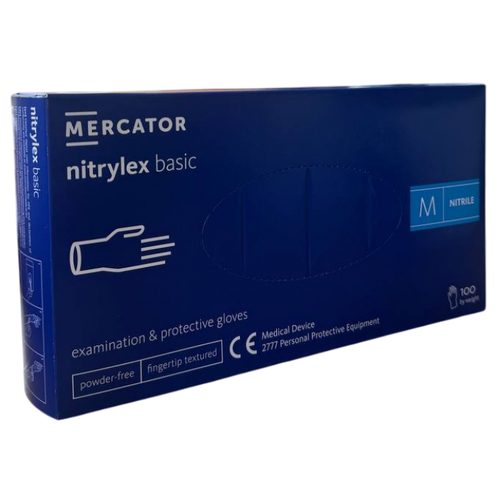 Перчатки нитриловые Nitrylex Basic (размер М) синие, 100 шт - 