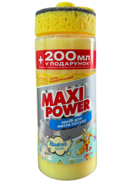 Засіб для миття посуду Maxi Power Банан з губкою, 1.2 л
