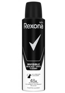 Дезодорант-антиперспірант для чоловіків Rexona Невидимий на чорному і білому, 150 мл