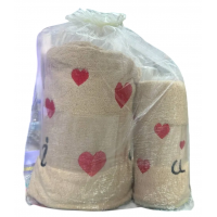 Подарочный набор полотенец «Сердечки», 35х75 см +70х140 см (бежевый)