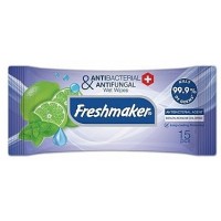 Влажные салфетки Freshmaker Antibacterial (Лимон/Лайм), 15 шт