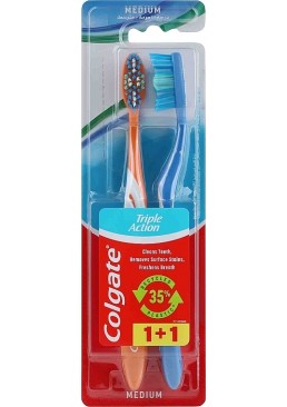 Зубна щітка Colgate Triple Action, 2 шт (середня жорсткість)